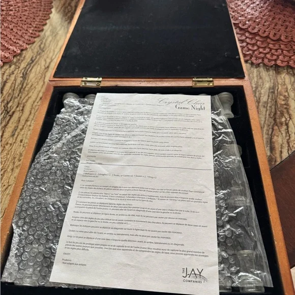 Crystal Clear Chess Game Night in Wood Box - Picture 2 of 11